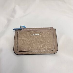 Danier Pebbled Leather Double Zip Card Case Wallet
